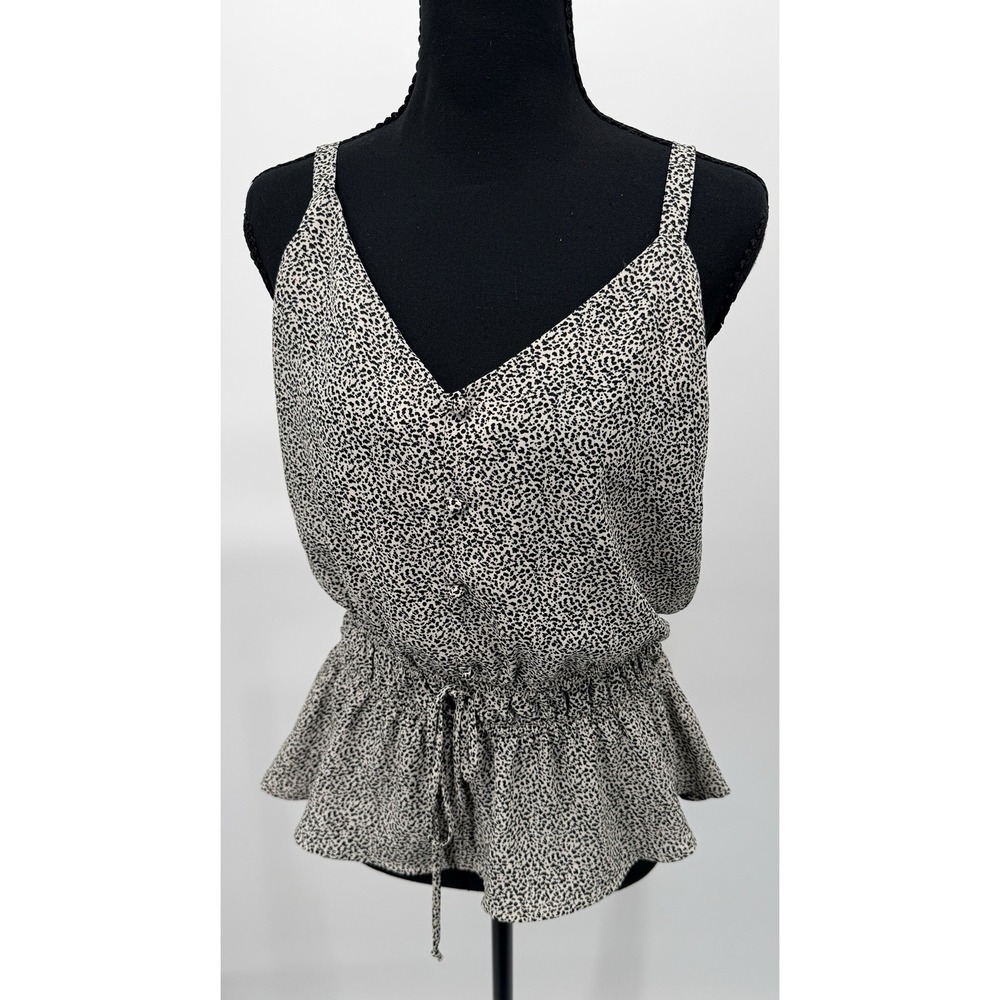 Sienna Sky Women's Large Leopard Print Sleeveless Blouse Peplum V Neck‎ Boho